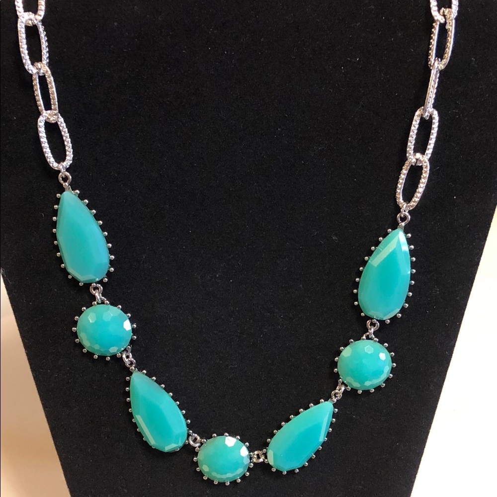 Silver and Green Stone Necklace